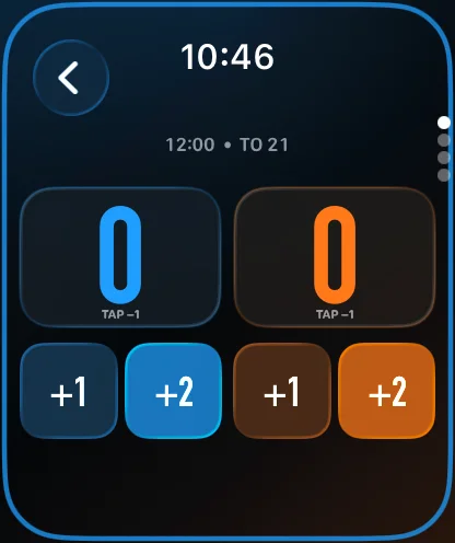 The Hoops scoreboard on Apple Watch